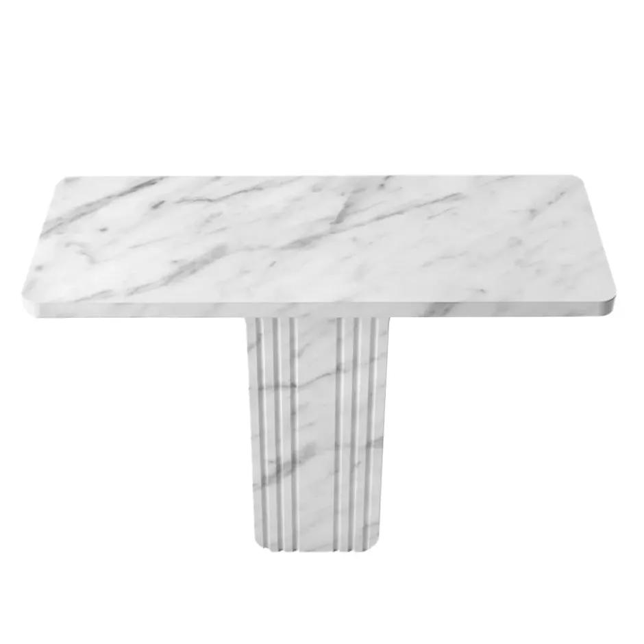 Carrara White Marble Designer Console Table Polished Handcrafted 15W x 40L x 32H by GobekDesign