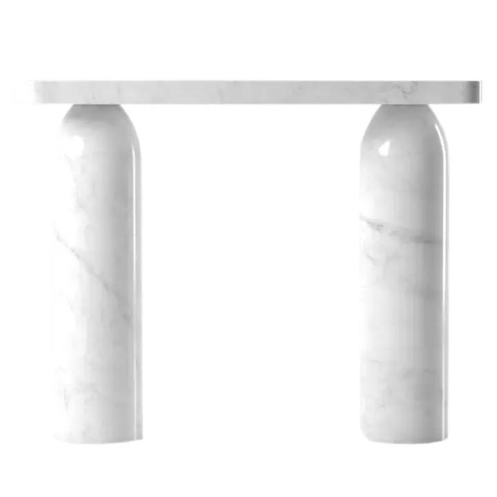 Carrara White Marble Console Table with Arched Round Legs - Polished 40 Inches by GobekDesign