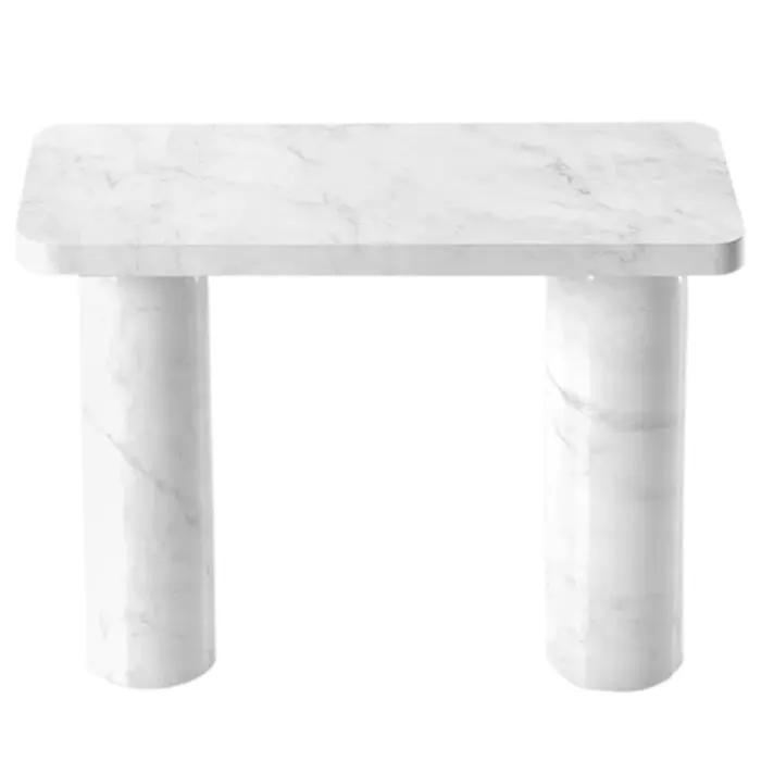 Carrara White Marble Console Table with Arched Round Legs - Polished 40 Inches by GobekDesign
