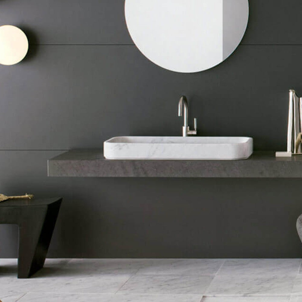 Carrara White Marble Rectangular Above-Counter Sink Polished by GobekDesign