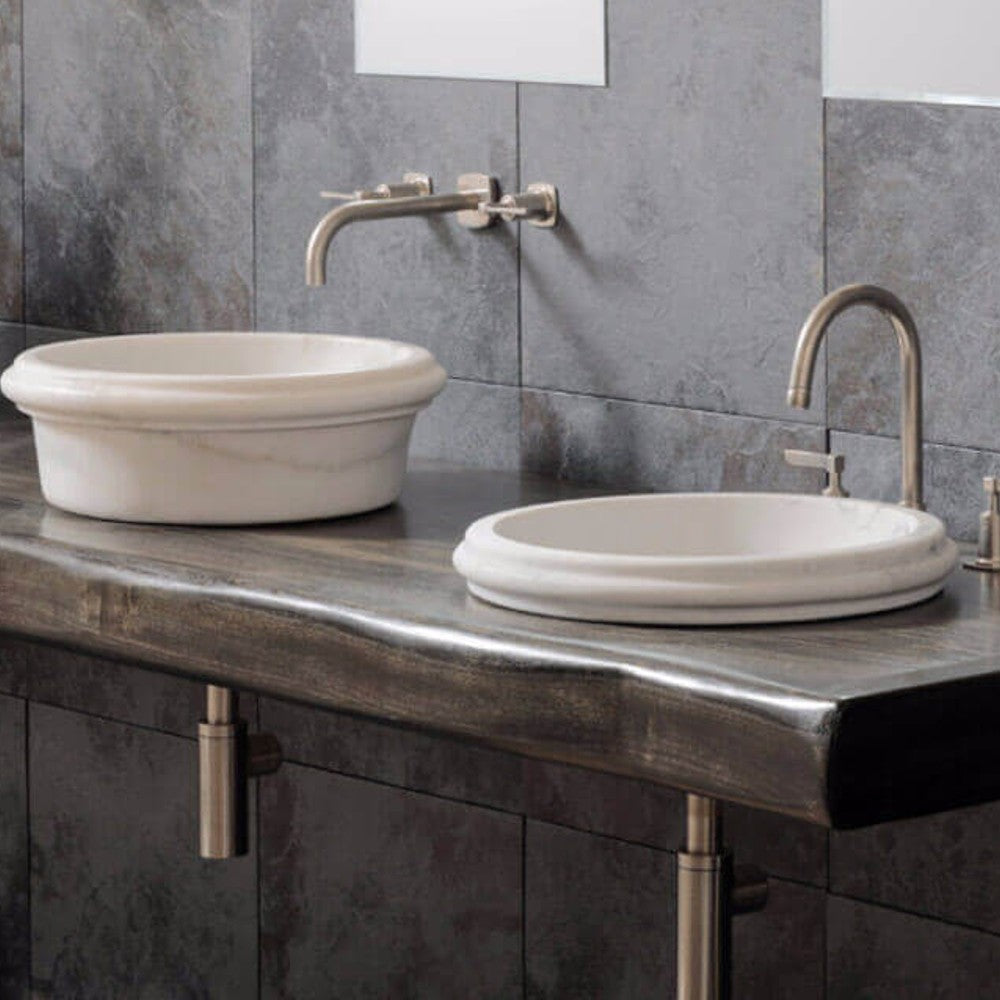 Carrara White Marble Waterfall Drop-in Sink Polished 17 inch by GobekDesign