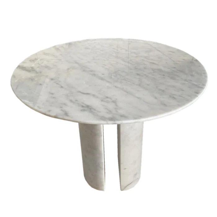 Carrara White Marble End/Side Table with Marble Legs Polished (D)18" (H)22" by GobekDesign