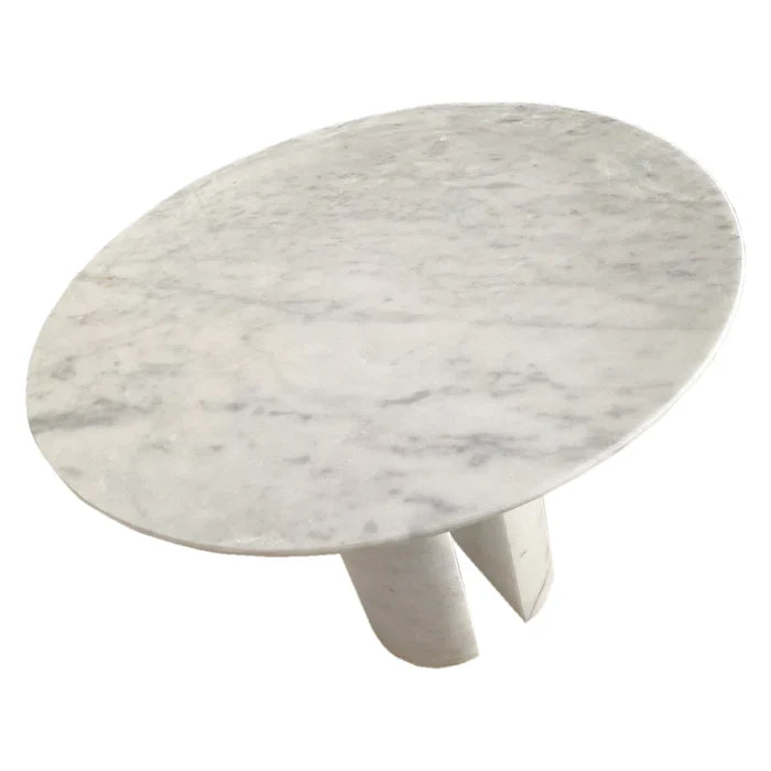 Carrara White Marble End/Side Table with Marble Legs Polished (D)18" (H)22" by GobekDesign