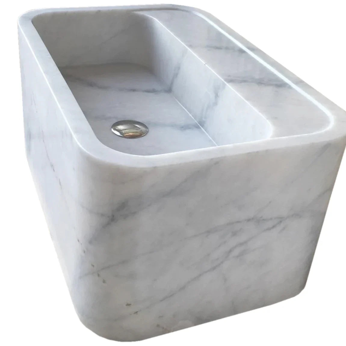 Carrara White Marble Rectangular Wall-mount Bathroom Sink (W)16" (L)24" (H)12" by GobekDesign