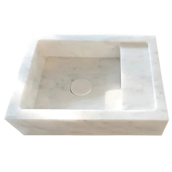 Carrara White Marble Wall Mount Bathroom Sink - Handcrafted 14x18 by GobekDesign