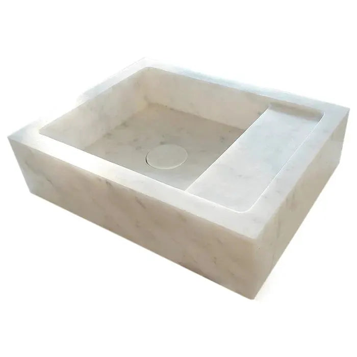 Carrara White Marble Wall Mount Bathroom Sink - Handcrafted 14x18 by GobekDesign