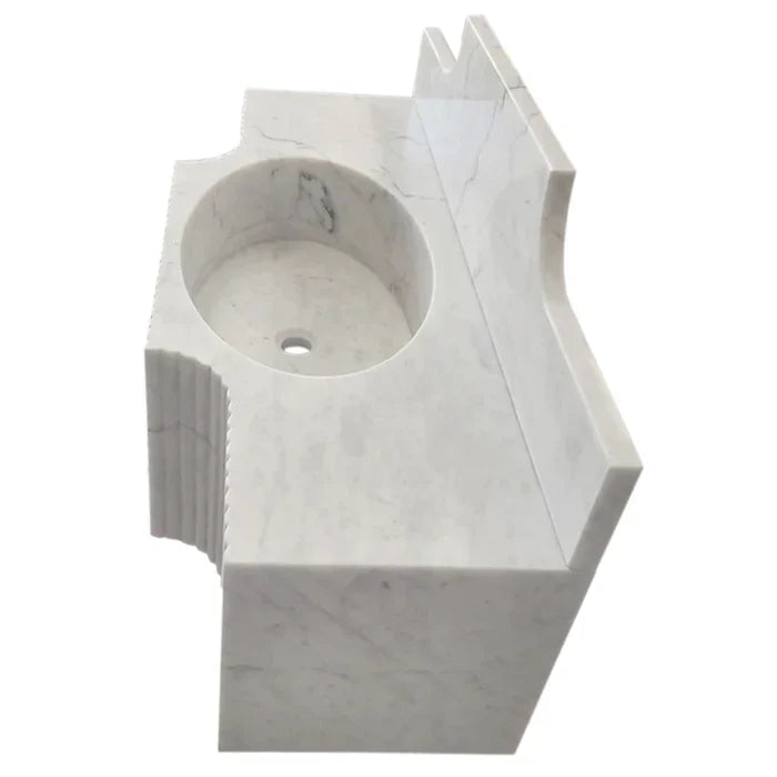 Carrara White Marble Wall-mount Bathroom Sink with 10" Backsplash (W)18" (L)48" (H)10" by GobekDesign