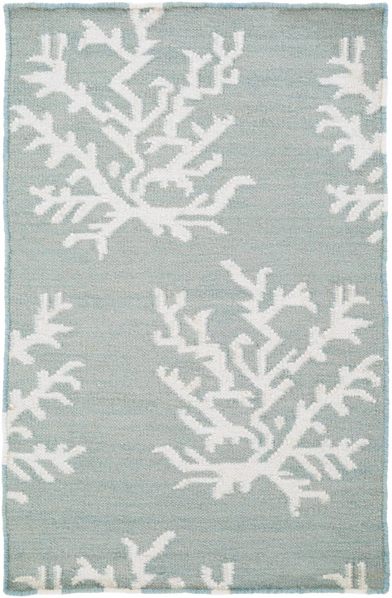 Carversville Ice Blue Botanical Wool Rug - Clearance by Boutique Rugs
