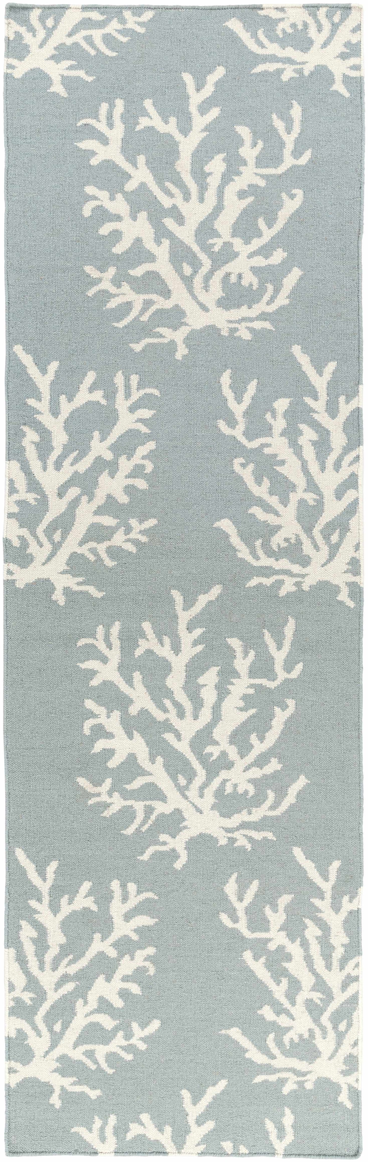 Carversville Ice Blue Botanical Wool Rug - Clearance by Boutique Rugs