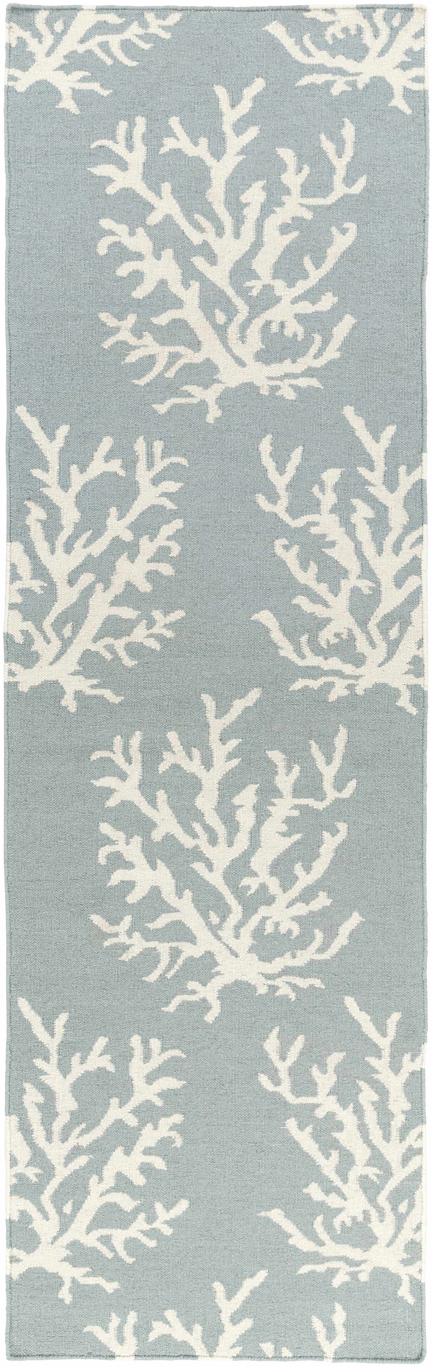 Carversville Ice Blue Botanical Wool Rug - Clearance by Boutique Rugs