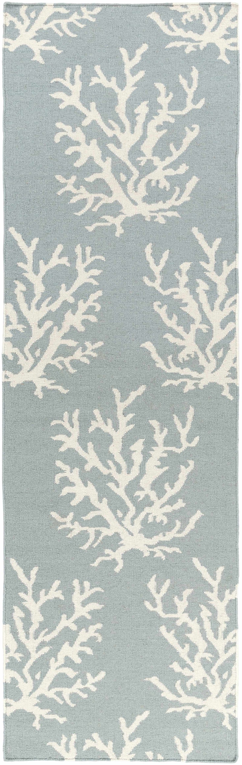 Carversville Ice Blue Botanical Wool Rug - Clearance by Boutique Rugs