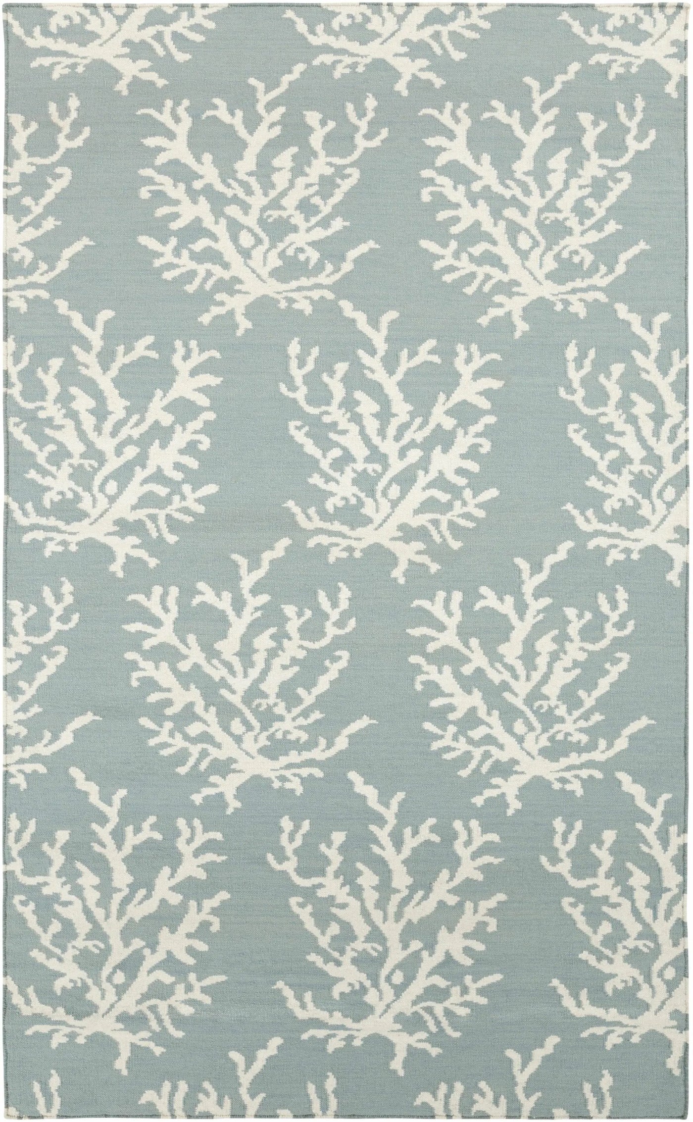 Carversville Ice Blue Botanical Wool Rug - Clearance by Boutique Rugs