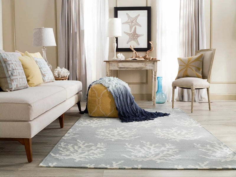 Carversville Ice Blue Botanical Wool Rug - Clearance by Boutique Rugs