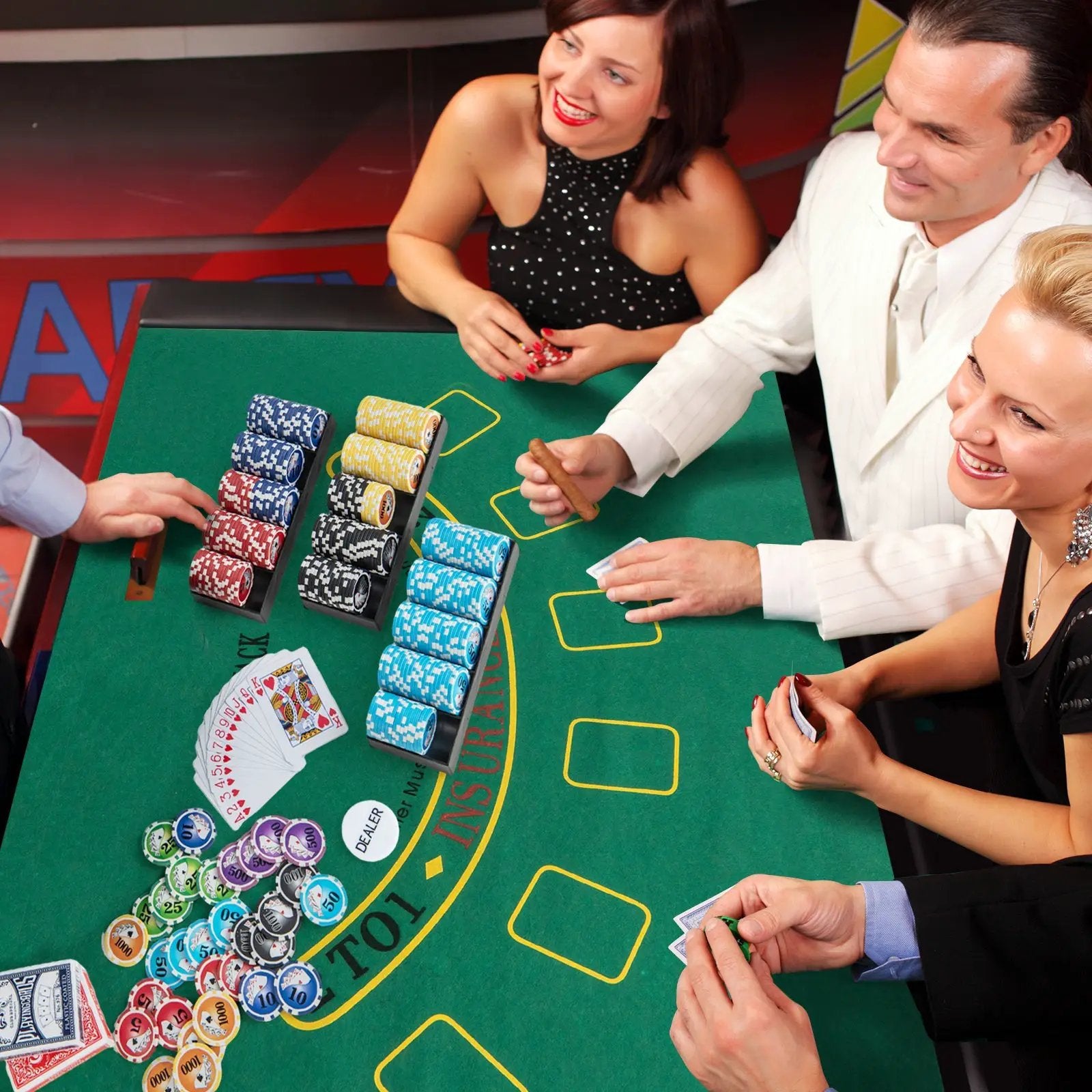 Casino Poker Chips with 600 Pieces Chips Texas Holdem Poker Chip Set-Black by DirectDeals