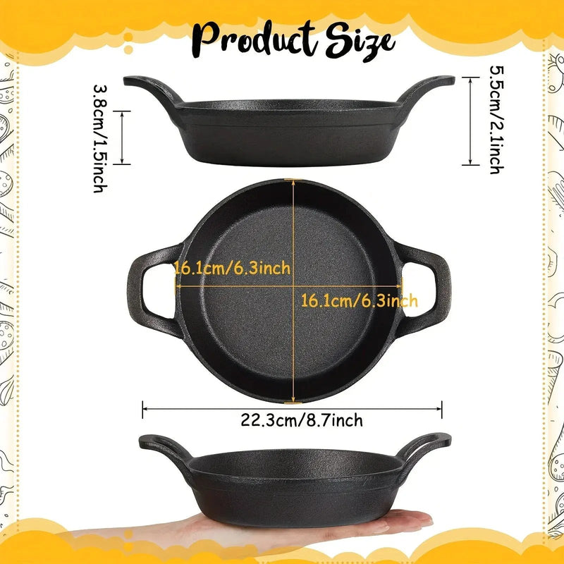 Cast Iron Mini Skillets 6.3 Inch 6 Pack Black Oven Safe Set by House Of Avana