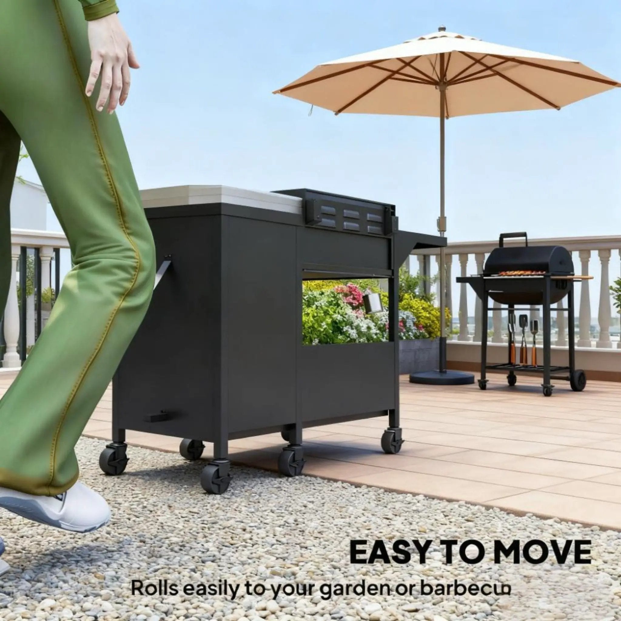 Castelle Flame 15K BTU Barbecue Propane Liquid Propane Grill With Side Burner (SAK53481) by SAKSBY WHOLESALE
