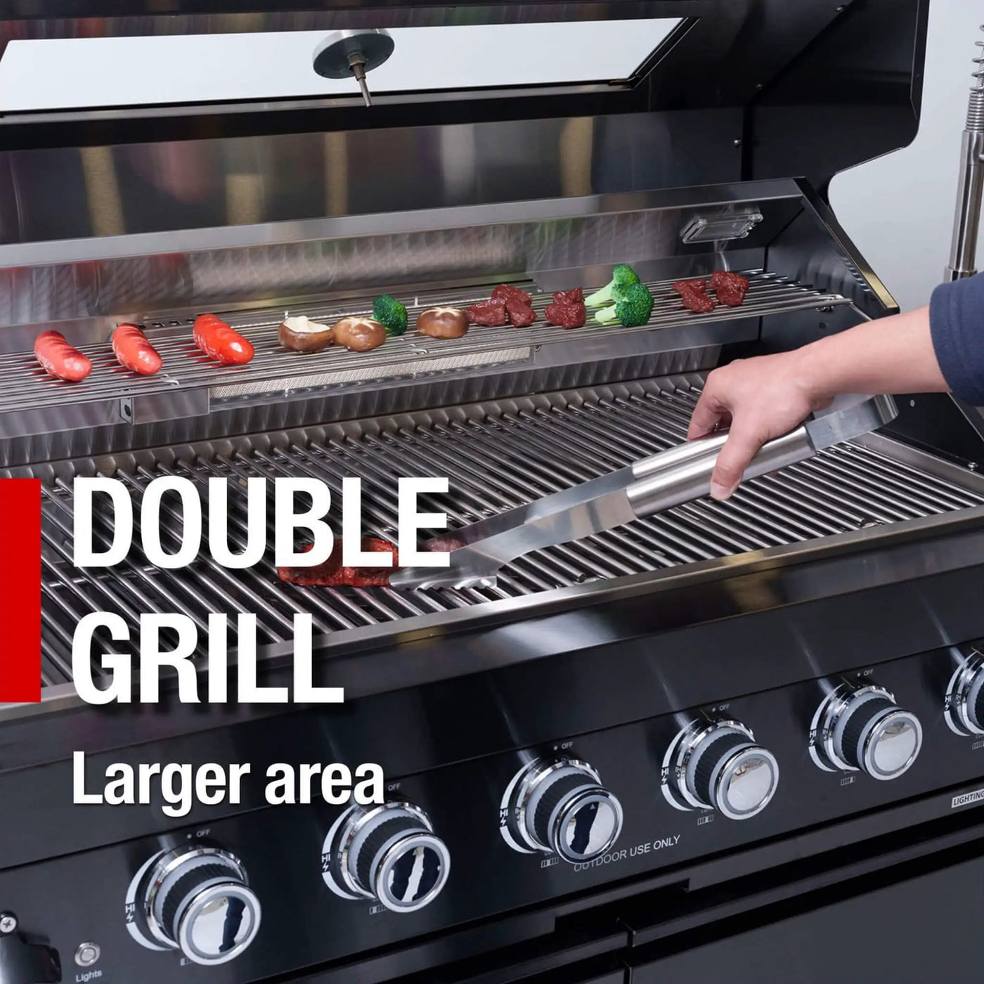 Castelle Flame Avalon 43-Inch 6-Burner 85K BTU Outdoor BBQ Kitchen Grill Island With Wine Fridge, Rotisserie Kit, And Sink (SAK23864) by SAKSBY WHOLESALE
