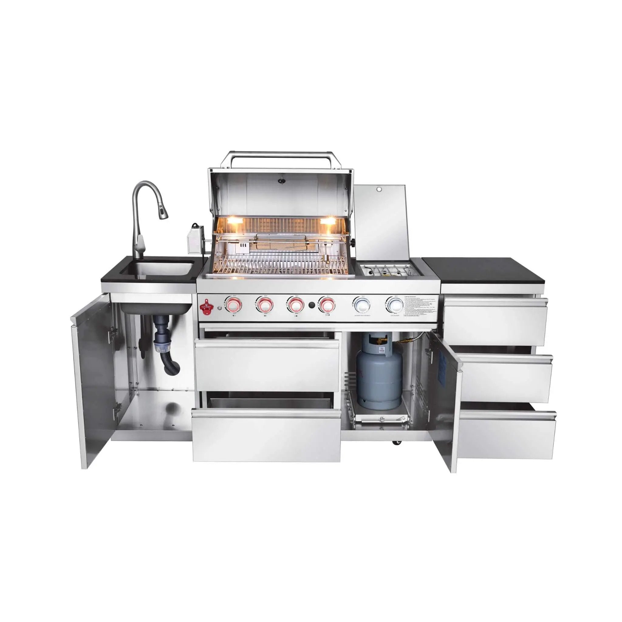 Castelle Flame Deluxe 4-Burner 72000 BTU Stainless Steel Liquid Propane Grill Island (SAK31425) by SAKSBY WHOLESALE