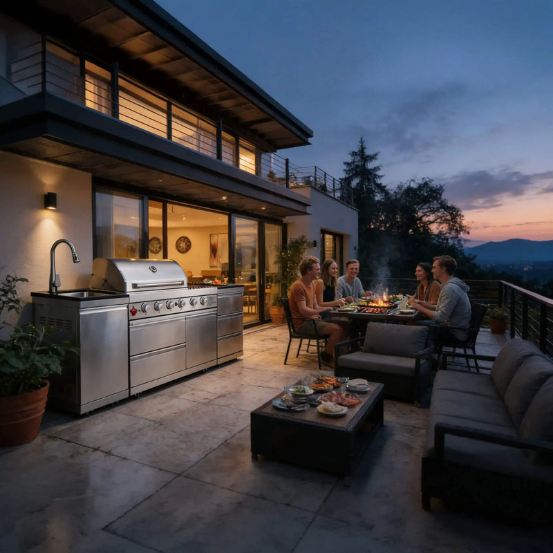 Castelle Flame Deluxe 4-Burner 72000 BTU Stainless Steel Liquid Propane Grill Island (SAK31425) by SAKSBY WHOLESALE