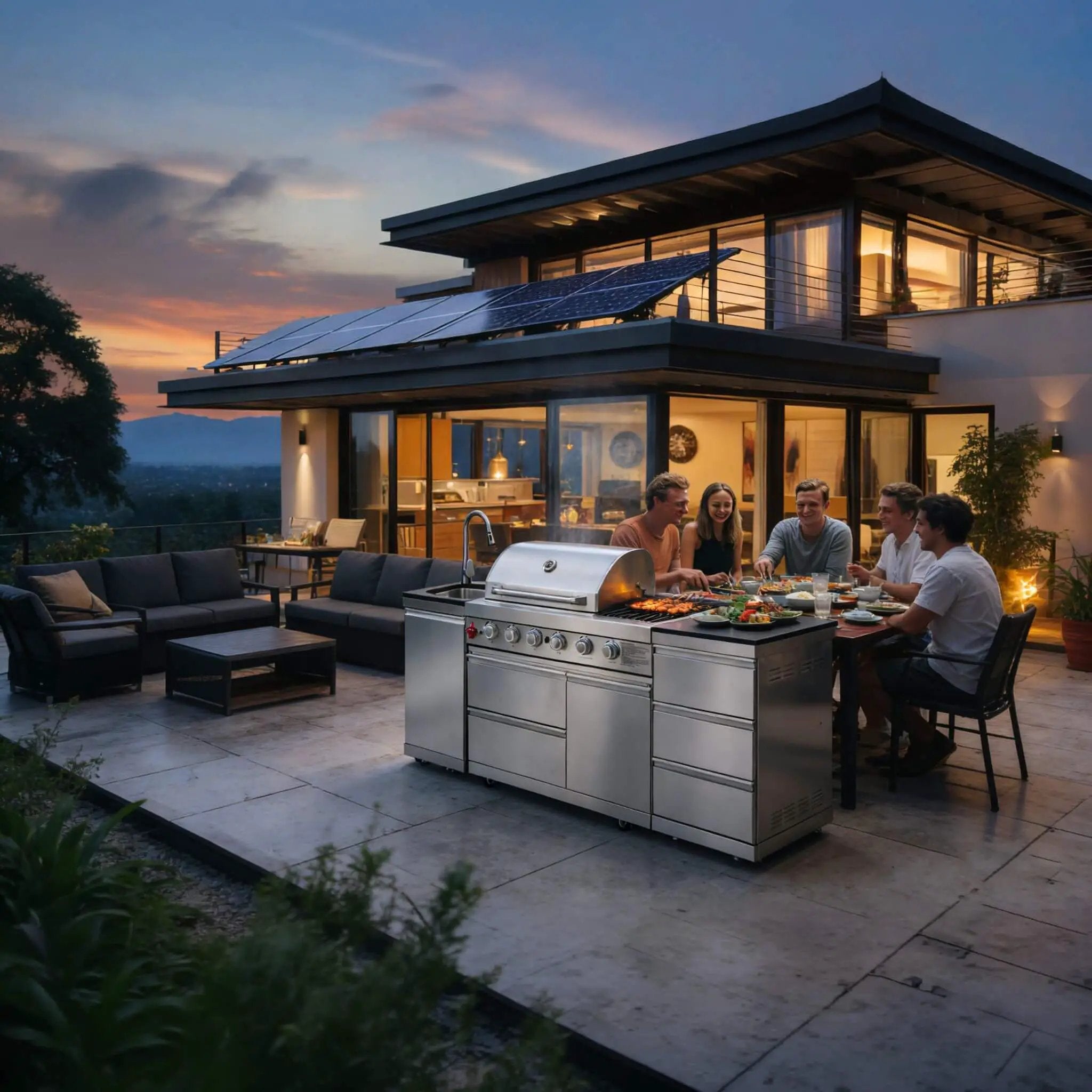 Castelle Flame Deluxe 4-Burner 72000 BTU Stainless Steel Liquid Propane Grill Island (SAK31425) by SAKSBY WHOLESALE
