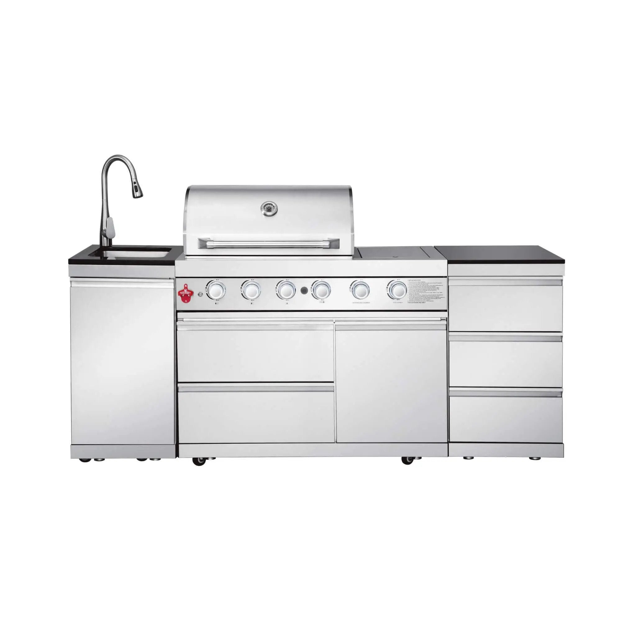 Castelle Flame Deluxe 4-Burner 72000 BTU Stainless Steel Liquid Propane Grill Island (SAK31425) by SAKSBY WHOLESALE