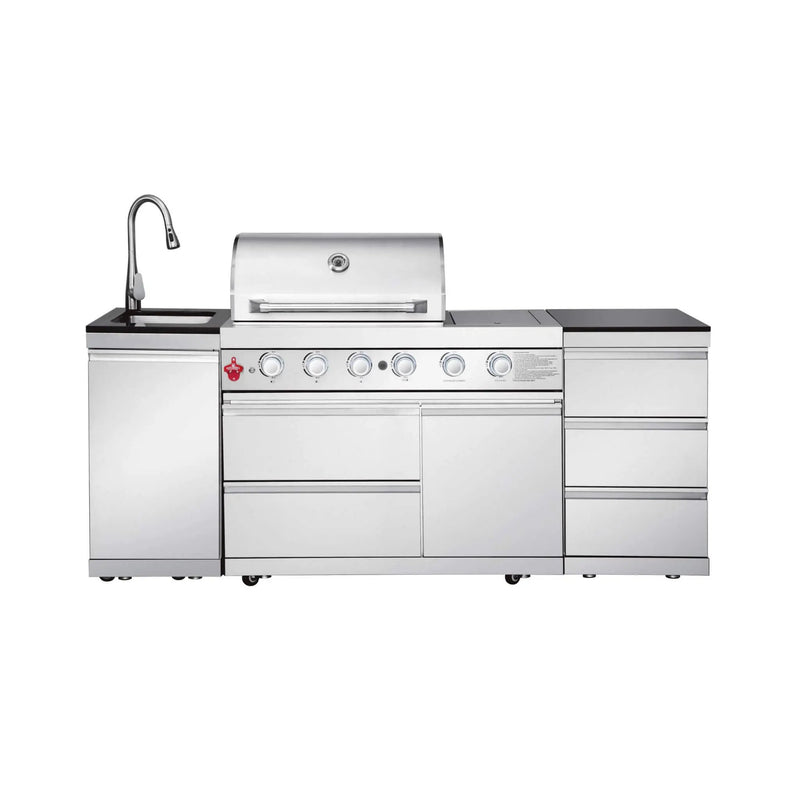 Castelle Flame Deluxe 4-Burner 72000 BTU Stainless Steel Liquid Propane Grill Island (SAK31425) by SAKSBY WHOLESALE