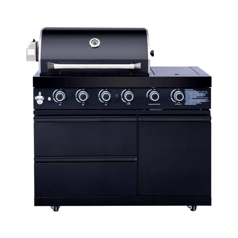 Castelle Flame Monarch 4-Burner 72000 BTU Liquid Propane Grill Island With Fridge And Sink (SAK68127) by SAKSBY WHOLESALE