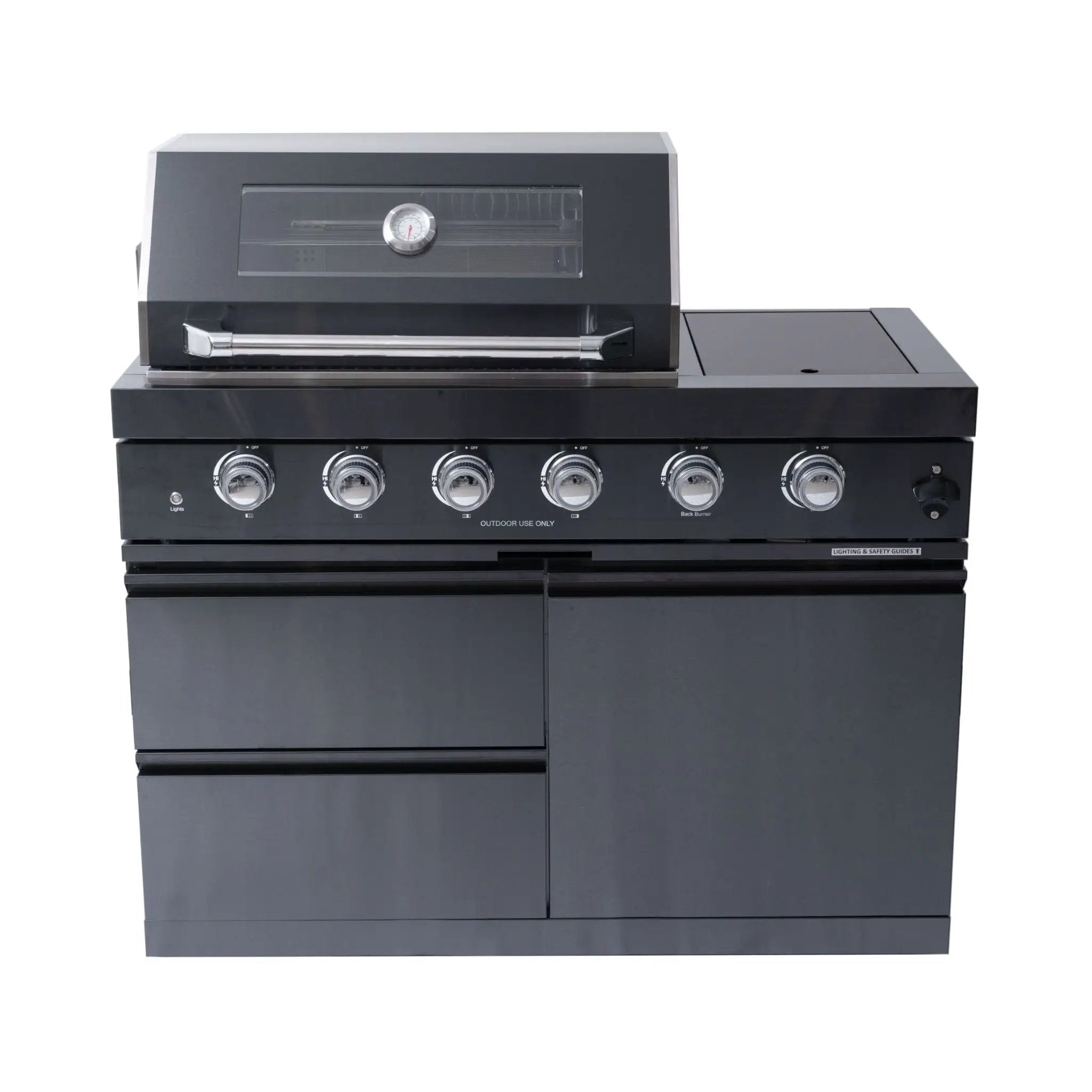 Castelle Flame Ember Premium Black Stainless Steel 4-Burner Liquid Propane Kitchen Grill Island With Rotisserie Kit (SAK48157) by SAKSBY WHOLESALE