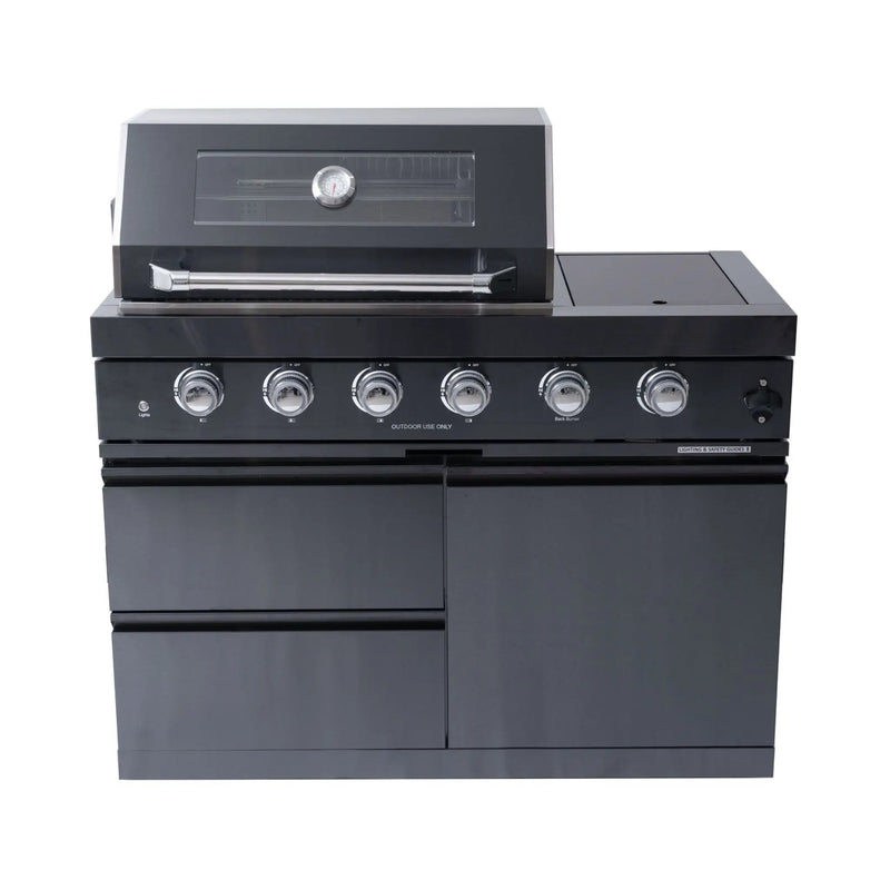 Castelle Flame Ember Premium Black Stainless Steel 4-Burner Liquid Propane Kitchen Grill Island With Rotisserie Kit (SAK48157) by SAKSBY WHOLESALE