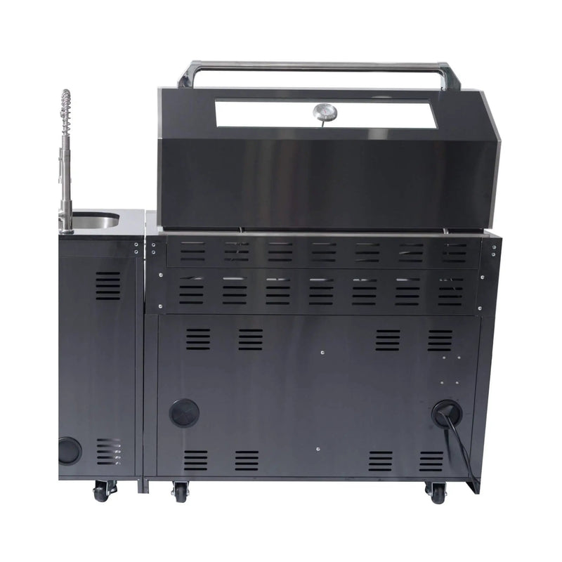 Castelle Flame Inferno Premium Black Stainless Steel 6-Burner Liquid Propane Kitchen Grill Island With Rotisserie Kit (SAK82641) by SAKSBY WHOLESALE