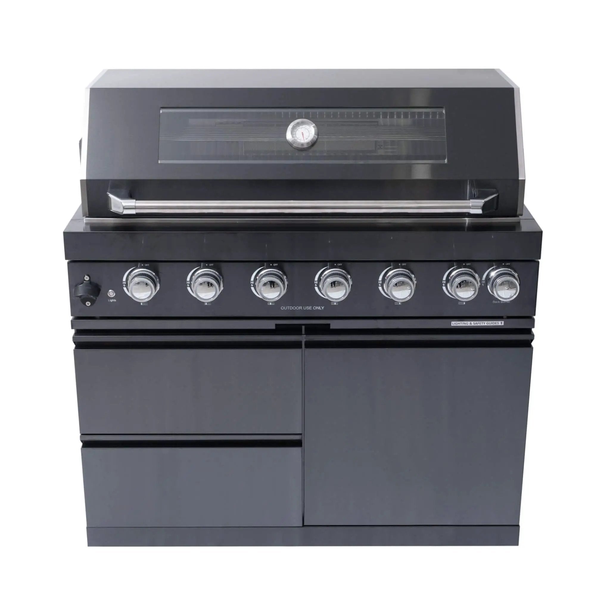 Castelle Flame Inferno Premium Black Stainless Steel 6-Burner Liquid Propane Kitchen Grill Island With Rotisserie Kit (SAK82641) by SAKSBY WHOLESALE