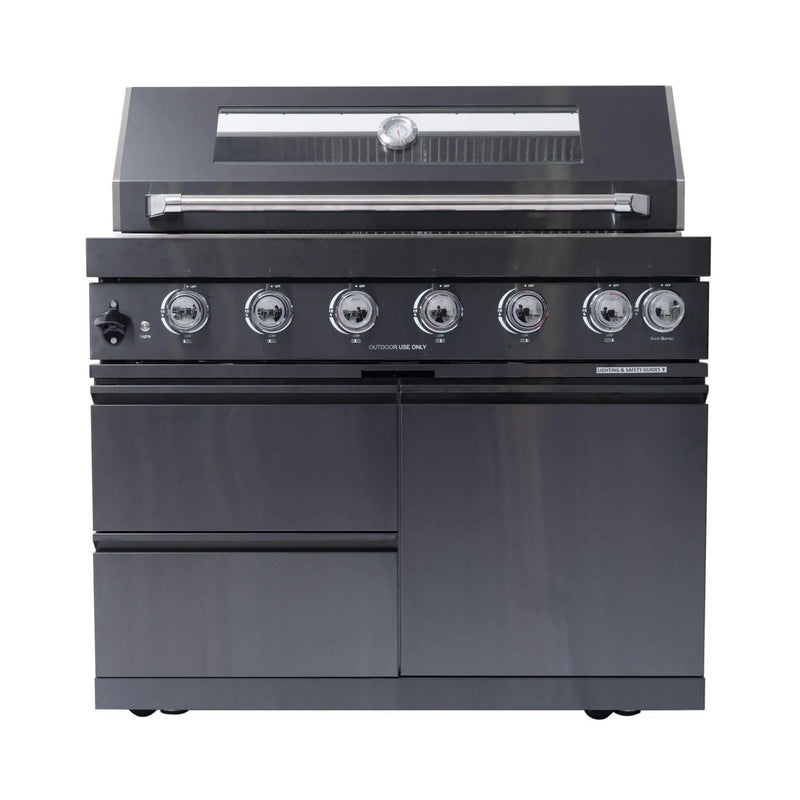 Castelle Flame Inferno Premium Black Stainless Steel 6-Burner Liquid Propane Kitchen Grill Island With Rotisserie Kit (SAK82641) by SAKSBY WHOLESALE