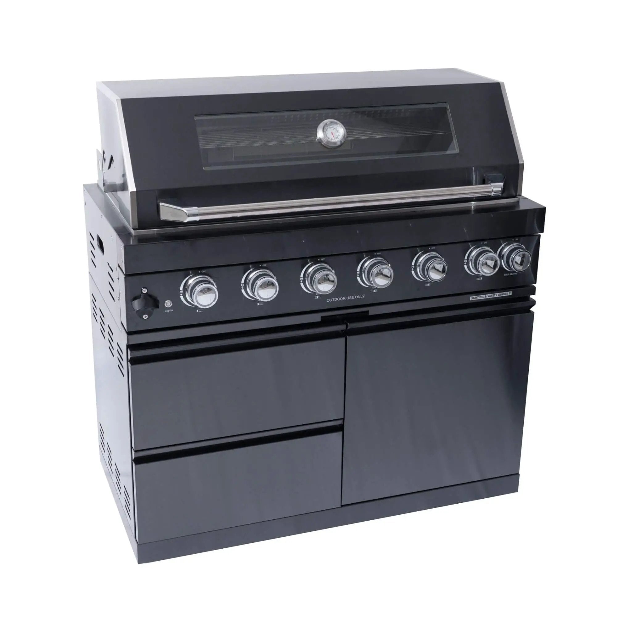 Castelle Flame Inferno Premium Black Stainless Steel 6-Burner Liquid Propane Kitchen Grill Island With Rotisserie Kit (SAK82641) by SAKSBY WHOLESALE