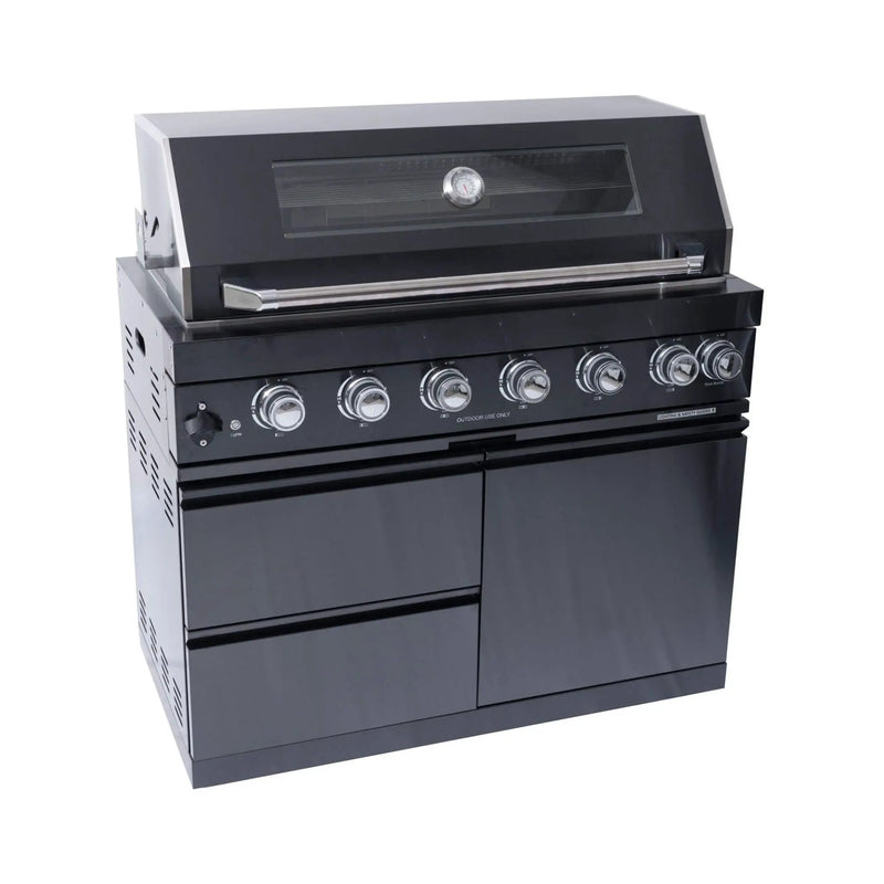 Castelle Flame Inferno Premium Black Stainless Steel 6-Burner Liquid Propane Kitchen Grill Island With Rotisserie Kit (SAK82641) by SAKSBY WHOLESALE