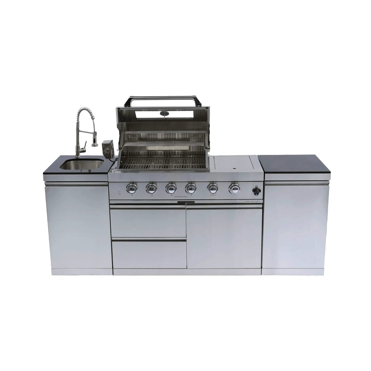 Castelle Flame Aurelia 46-Inch 4-Burner 72K BTU Stainless Steel Outdoor BBQ Kitchen Grill Island With 46-Inch 4-Burner 85K BTU Grill, Rotisserie Kit, And Cabinets (SAK93192), photo 6 of 19