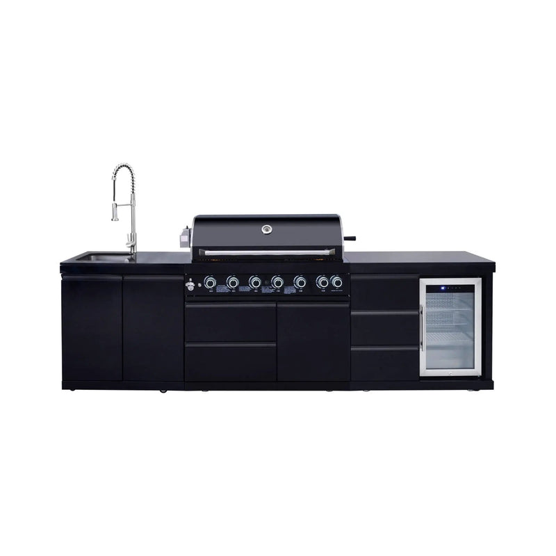 Castelle Flame Summit 6-Burner 85000 BTU Liquid Propane Grill Island With Sink And Fridge (SAK59238) by SAKSBY WHOLESALE