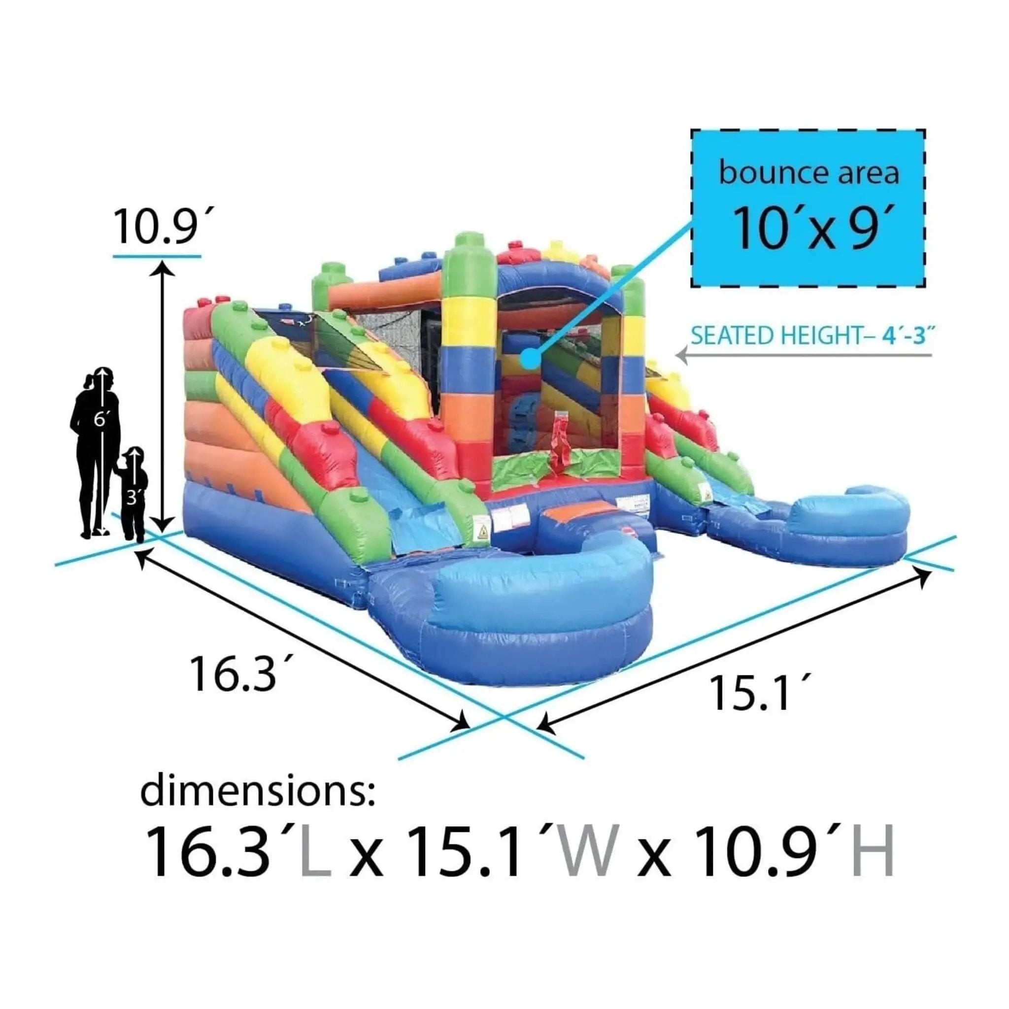 16FT Castle Bounce House With Dual Slides, Blower And Pool Combo (SAK56319) by SAKSBY WHOLESALE