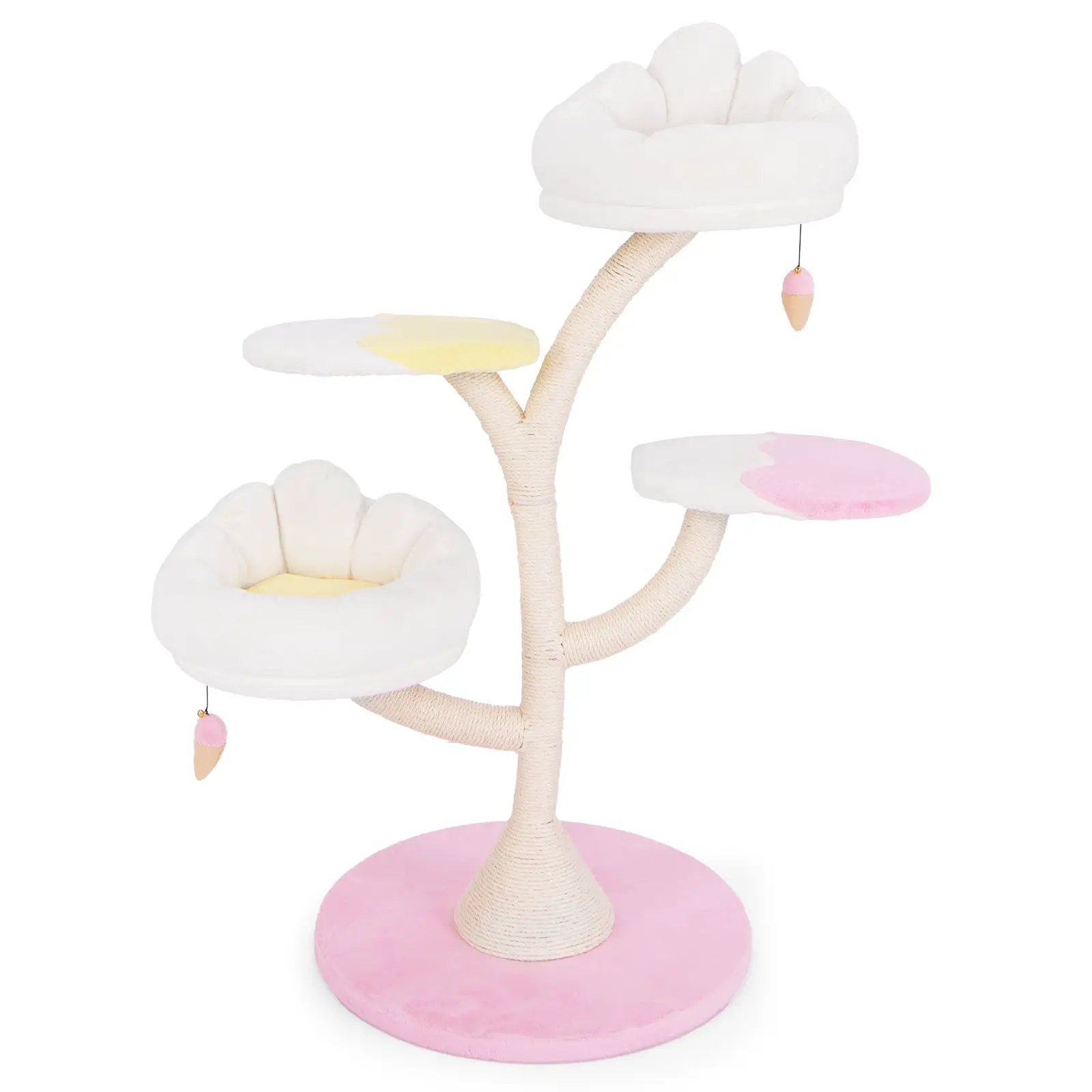 Multi-Layer Cat Tree Cat Tower with 2 Cat Perches 2 Platforms-Pink by DirectDeals