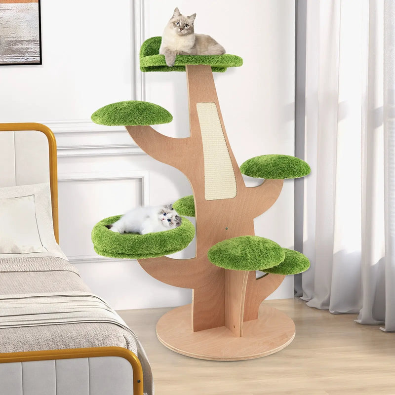50 Inch Pine Shape Cat Tree for Indoor Cats with Sisal Scratching Board-Green by DirectDeals