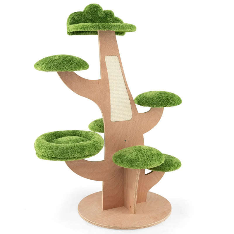 50 Inch Pine Shape Cat Tree for Indoor Cats with Sisal Scratching Board-Green by DirectDeals