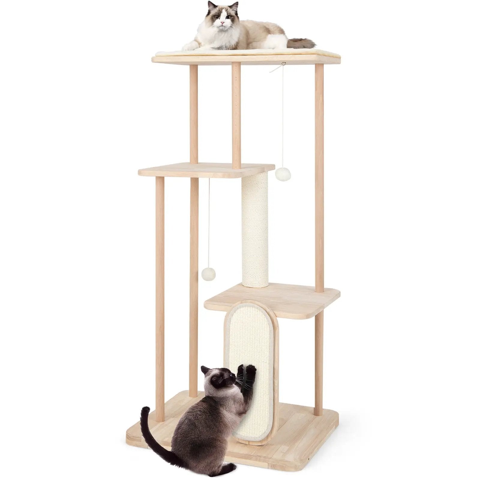 Wooden Multi-level Modern Cat Tower with Scratching Board and Post by DirectDeals