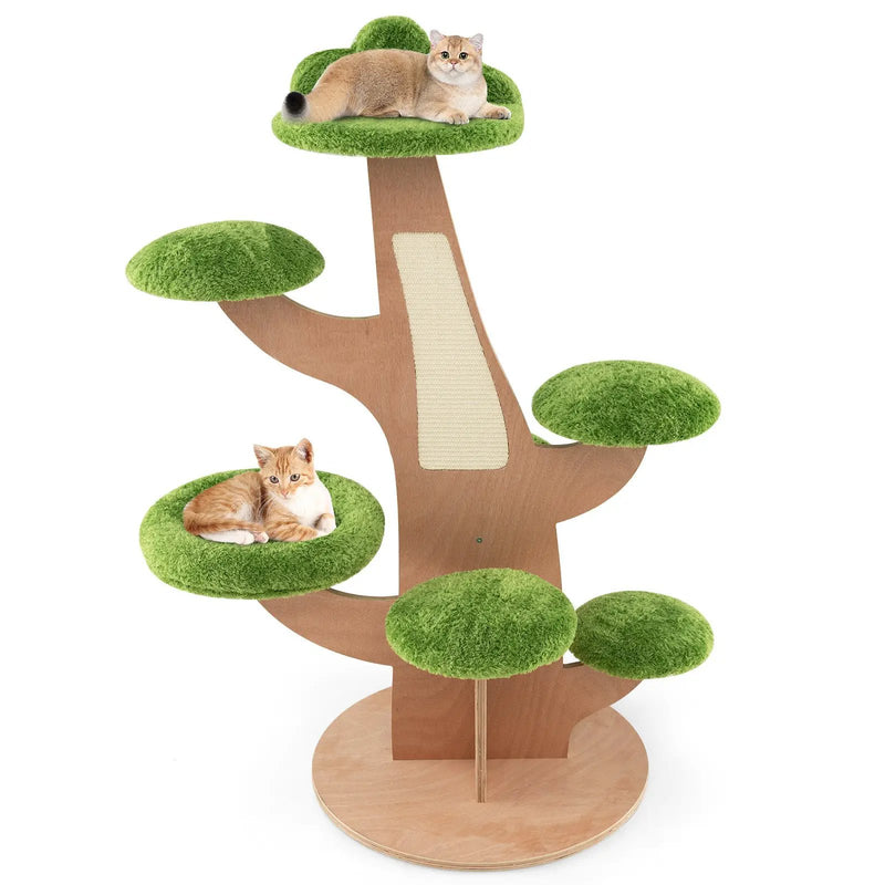 50 Inch Pine Shape Cat Tree for Indoor Cats with Sisal Scratching Board-Green by DirectDeals