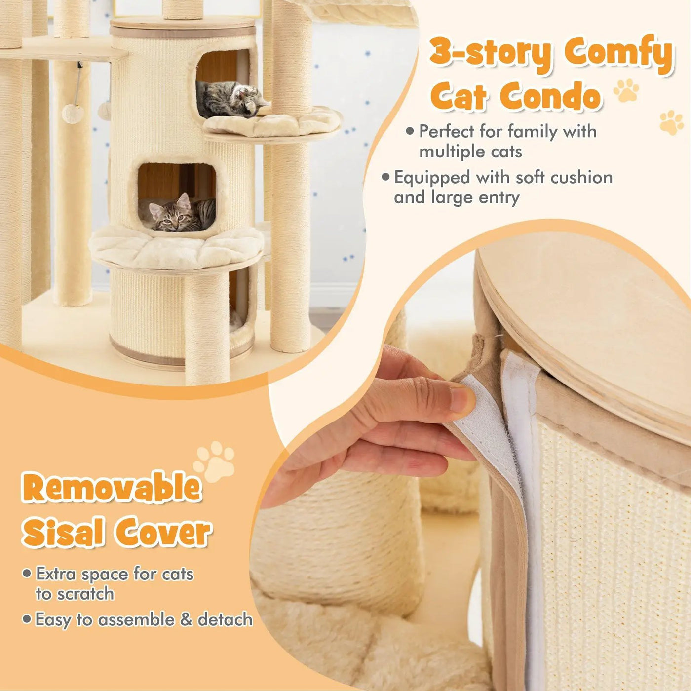 Multi-Level Cat Tree with 3-story Cat Condo by DirectDeals