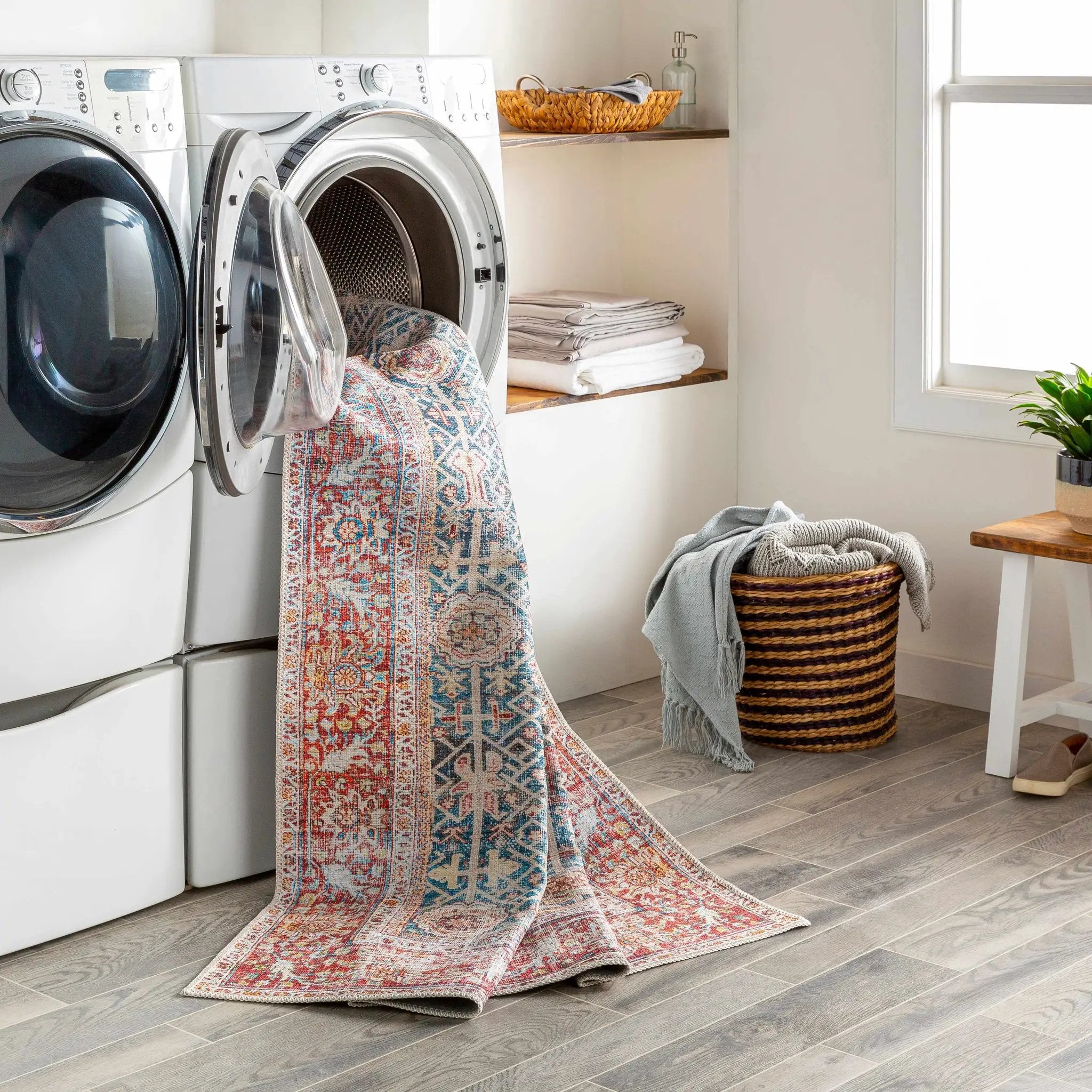 Rust Catadupa Distressed Washable Area Rug - Clearance by Boutique Rugs