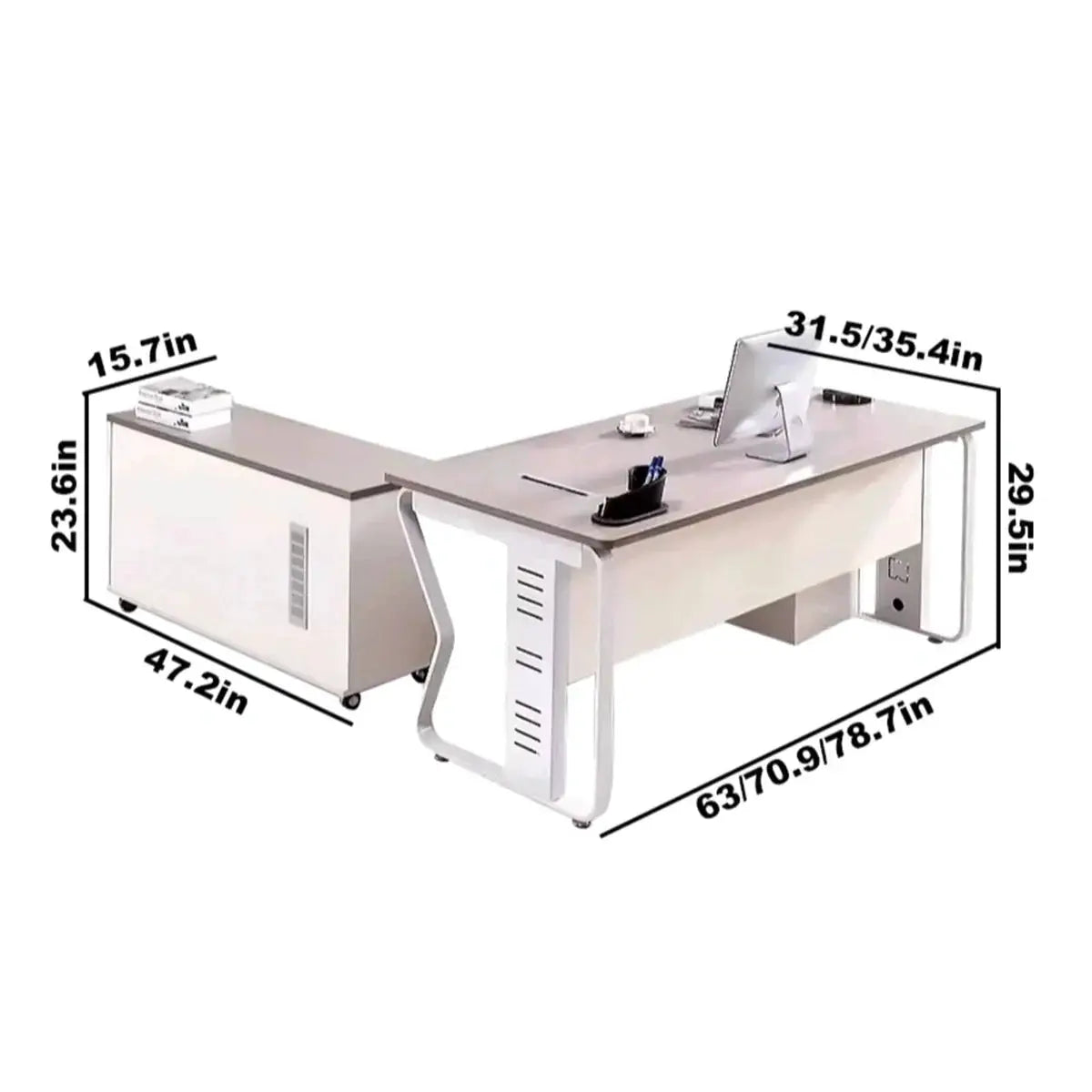 Eszti · Executive Desk w/ Mobile Storage by Arc Grove