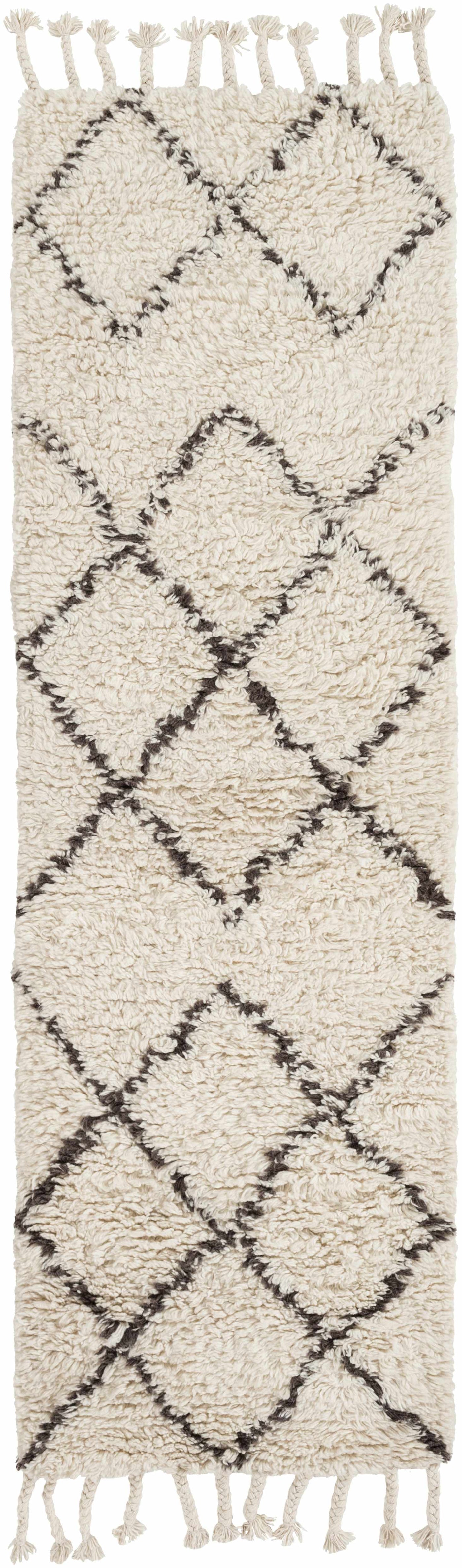 Catoosa White/Black Trellis Wool Rug - Clearance by Boutique Rugs