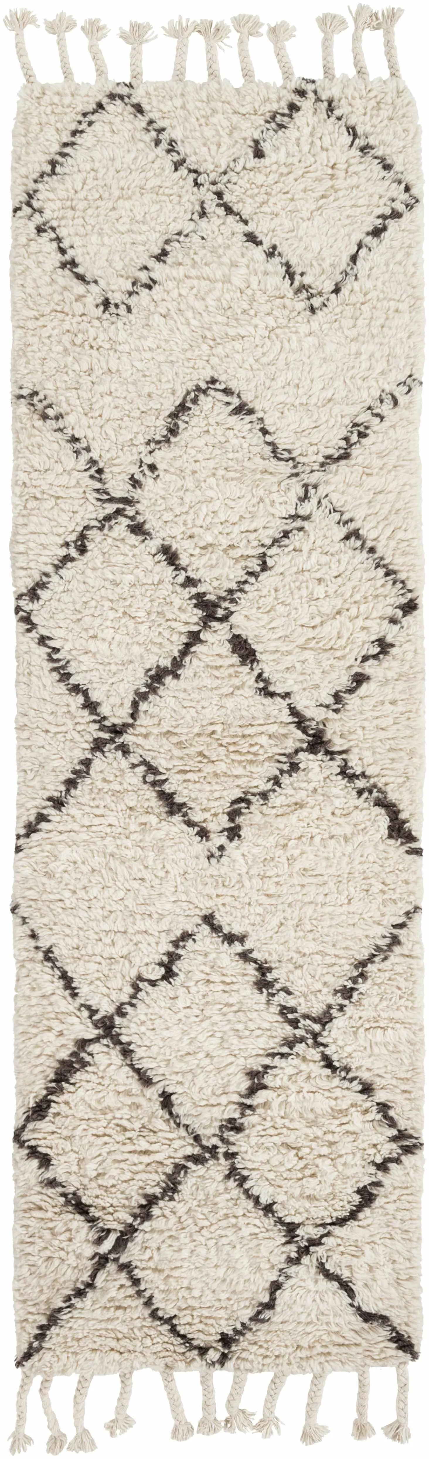 Catoosa White/Black Trellis Wool Rug - Clearance by Boutique Rugs