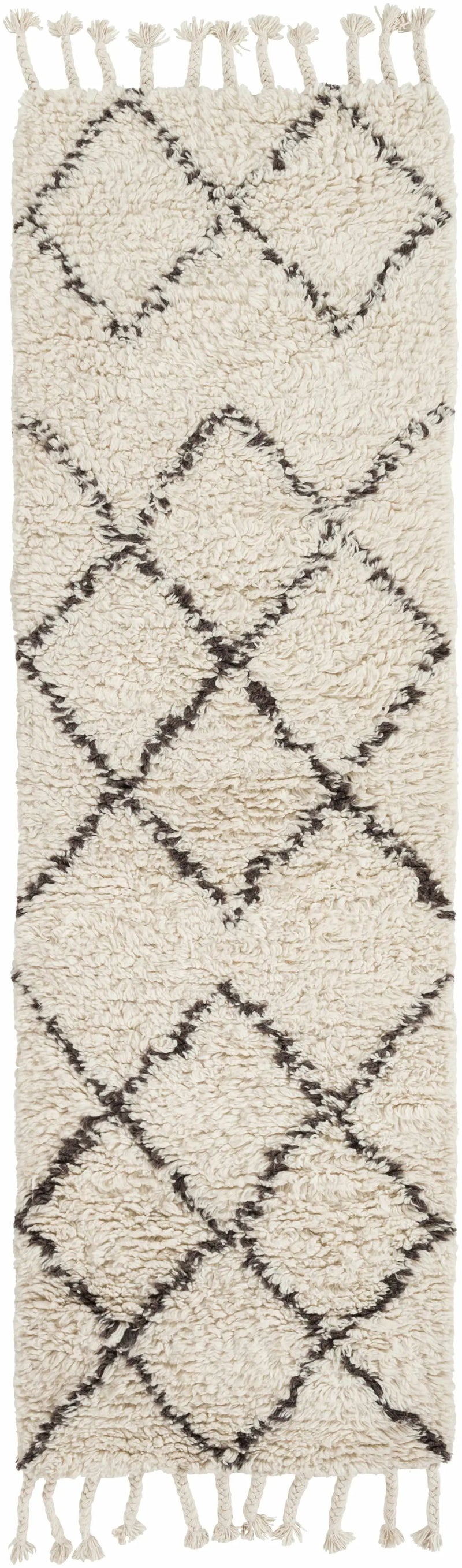 Catoosa White/Black Trellis Wool Rug - Clearance by Boutique Rugs