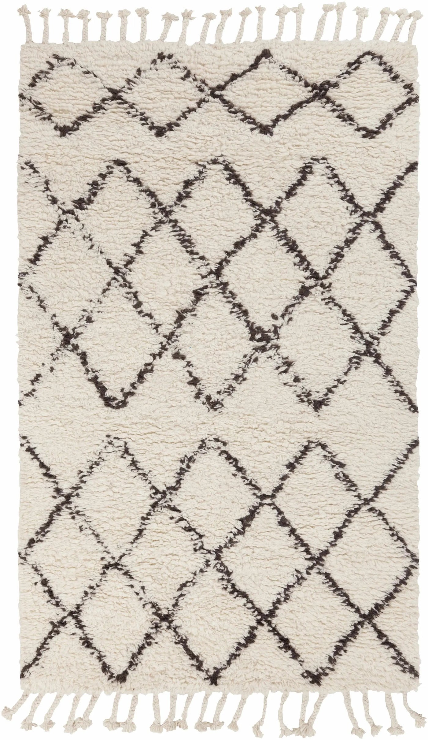Catoosa White/Black Trellis Wool Rug - Clearance by Boutique Rugs