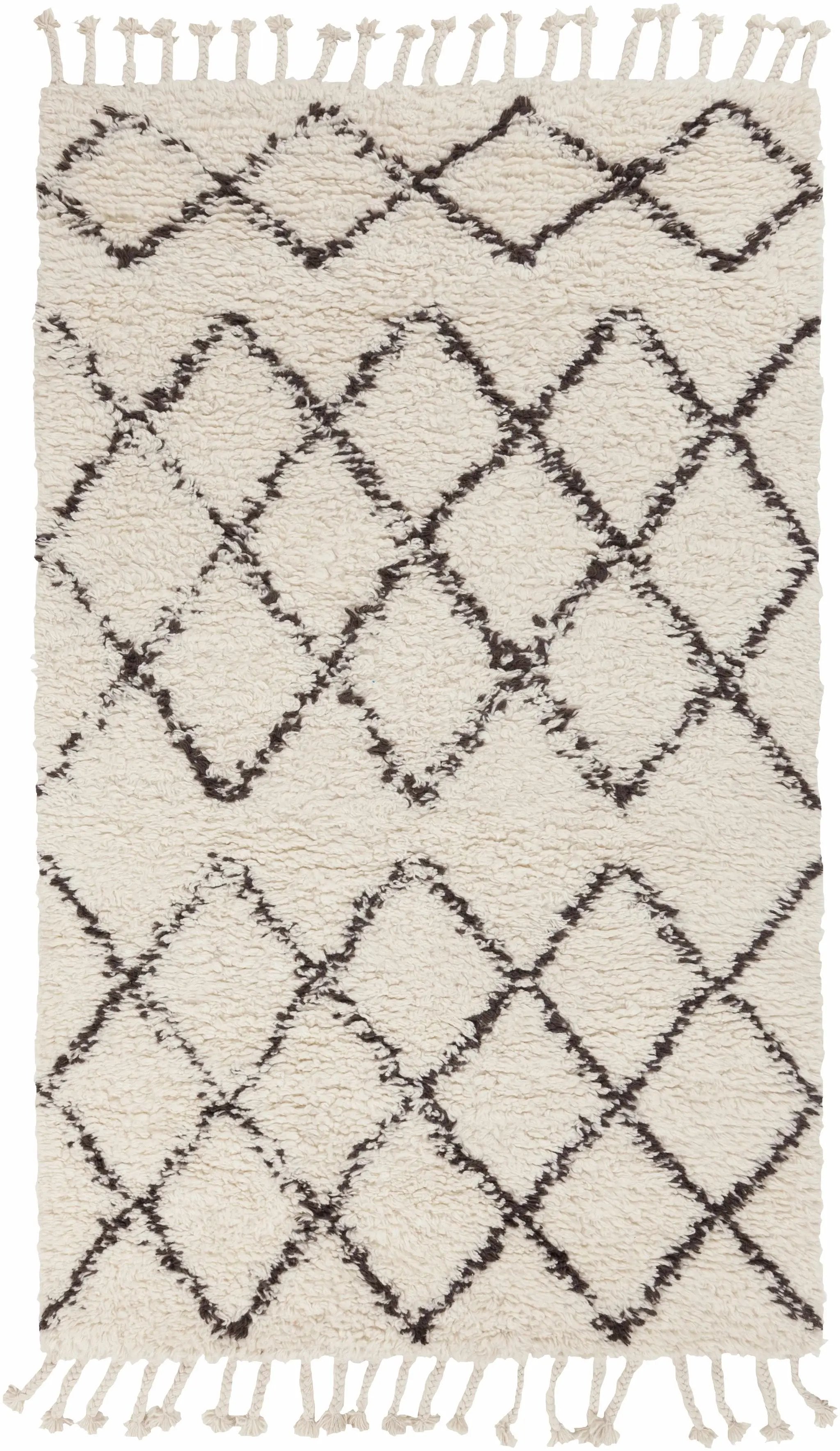 Catoosa White/Black Trellis Wool Rug - Clearance by Boutique Rugs